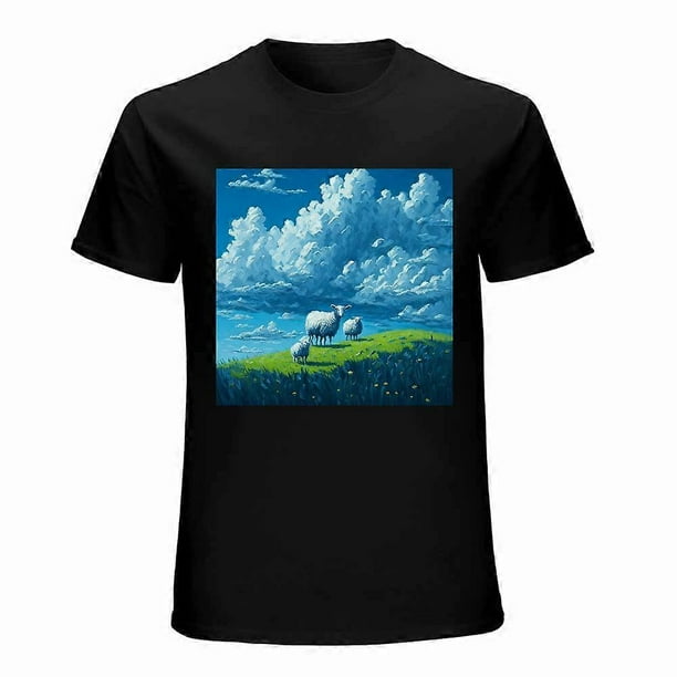 Three Sheep T-shirts Grassland T-shirts Picture shirt Unisex tees Casual short sleeve