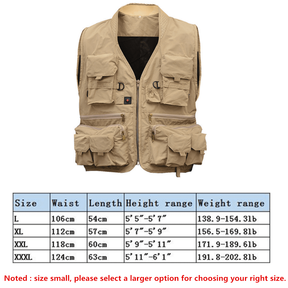 Men Multi Pocket Fishing Vest Breathable Quick Dry Sleeveless 