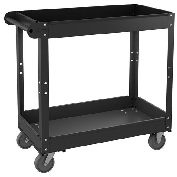 Hirsh 2 Shelf Heavy Duty Steel Utility Cart 30 x 16 in Black, 400lbs Capacity