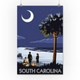 thumbnail image 3 of South Carolina, Palmetto Moon and Bonfire (16x24 Giclee Gallery Art Print, Vivid Textured Wall Decor), 3 of 3