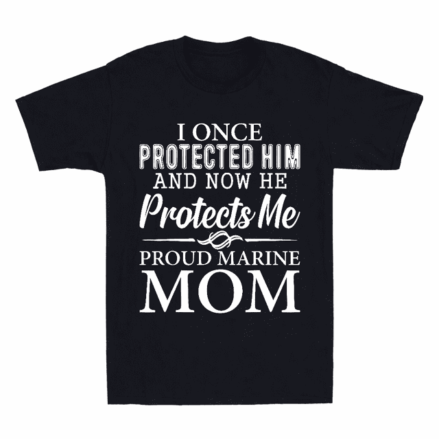 L'A Protégé Maintenant Il Me Protège Maman Marine Rétro Militaire T-Shirt Unisexe V41495