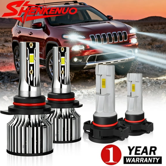 For Jeep Cherokee 2014-2015 LED HEADLIGHT   Fog Light Bulbs White Kit Combo