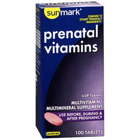Sunmark Prenatal Vitamin, Multivitamin/Multimineral Supplement, Tablets - 100