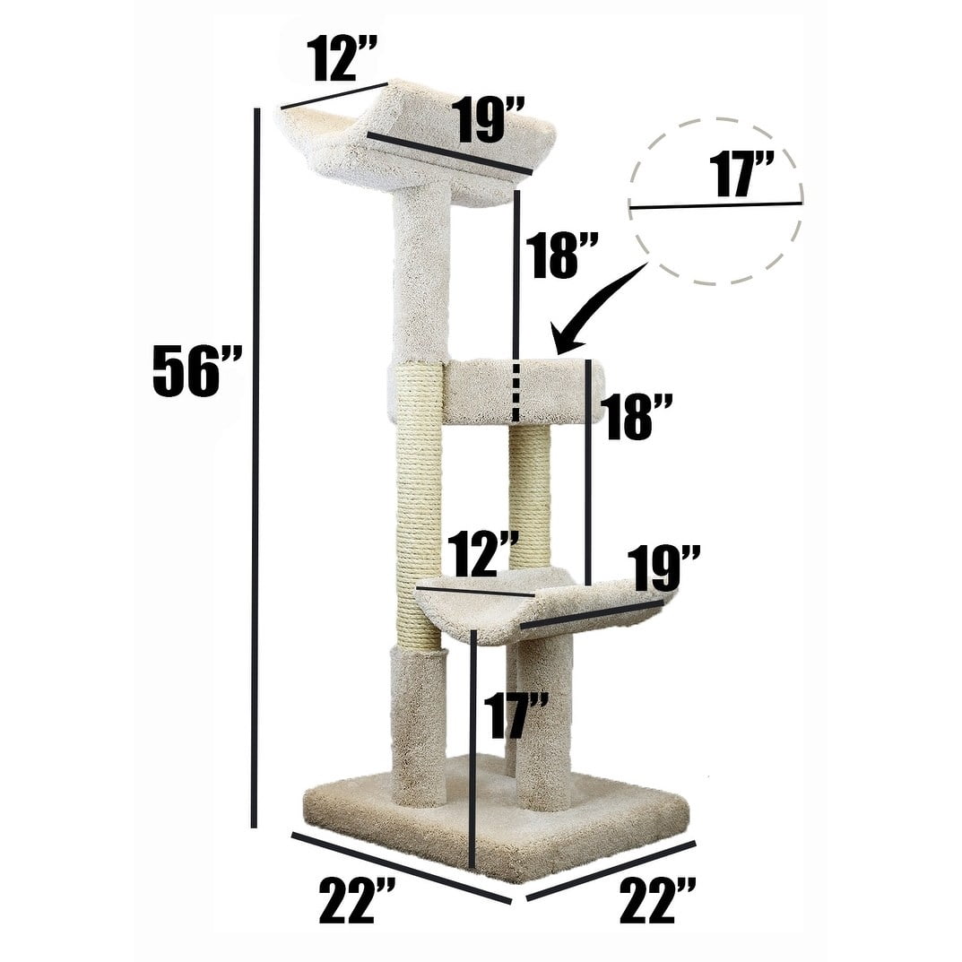 New Cat Condos Prestige Cat Trees Double Scratching Post Cat Tower Tree-Color:Brown