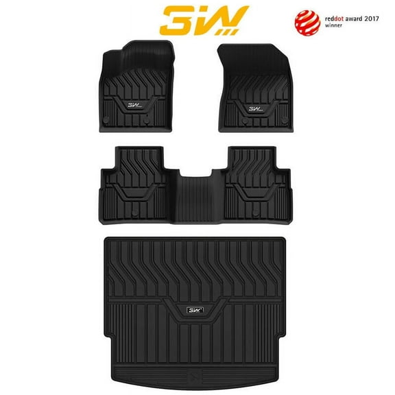 3W Custom Fit Floor Mats & Cargo Mats for 2021-2023 Nissan Rogue - All Weather, TPE, Full Set