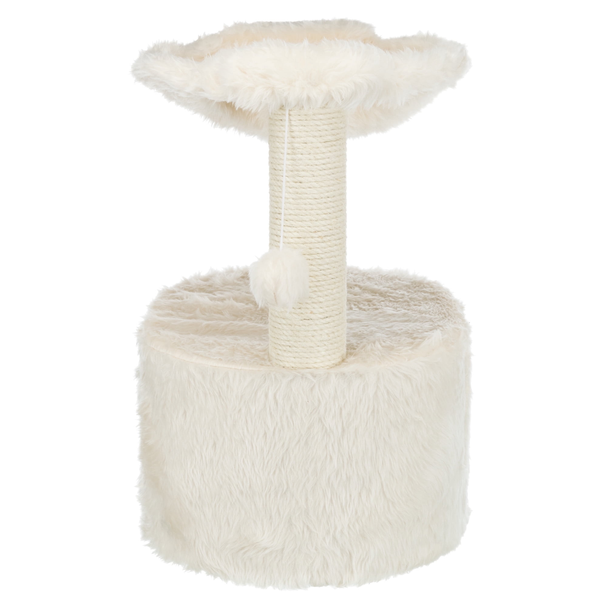 TRIXIE Baza Grande Plush & Sisal 24" Cat Tree, Cat Condo and Hammock, Cat Toy, Cream