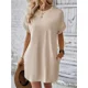 thumbnail image 3 of Vestido corto de verano Renyu con bolsillos laterales para mujer estilo coreano Color liso, 3 of 5