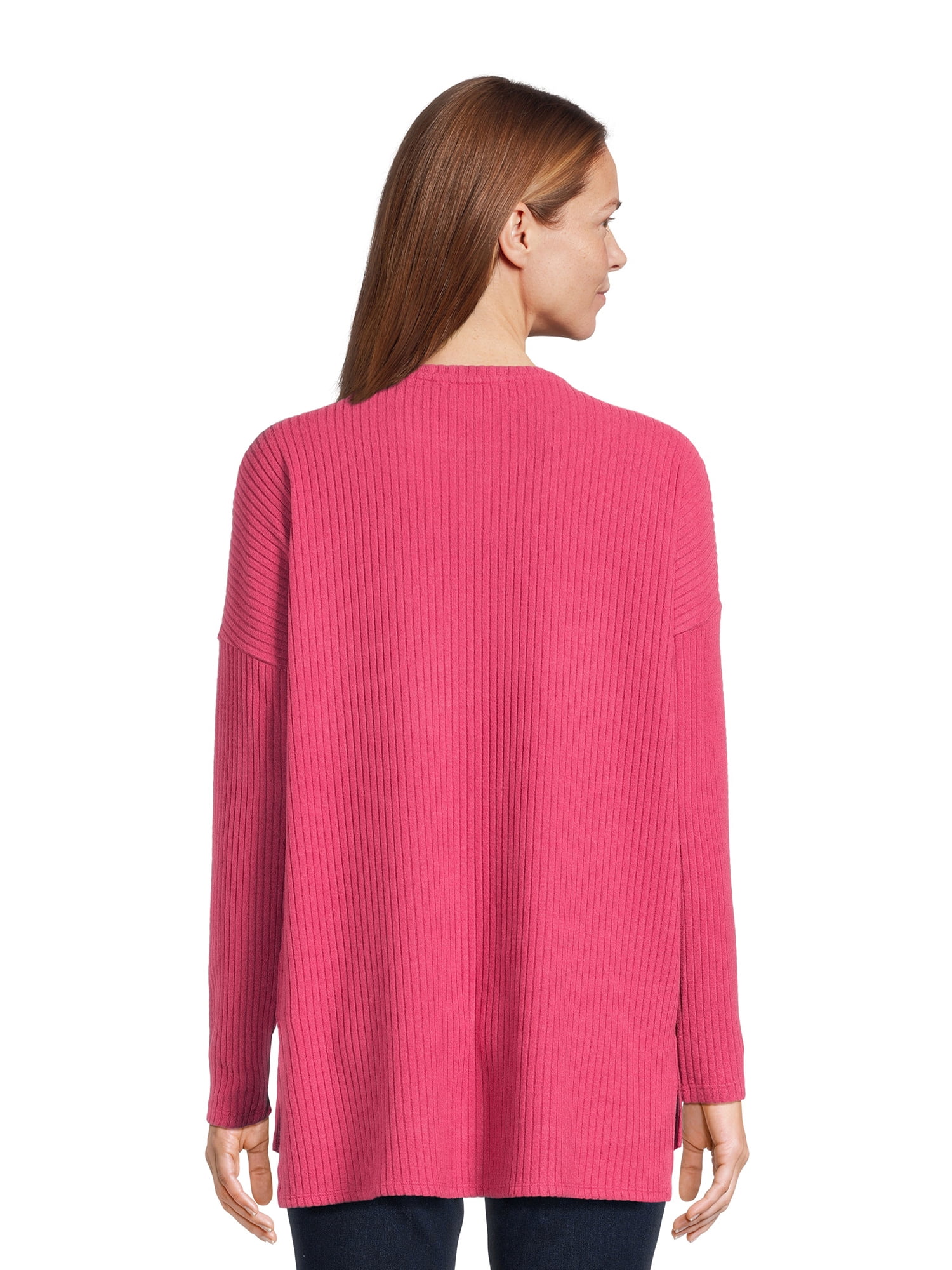 Time and Tru Women's Ribbed Tunic Top, Sizes S-XXXL