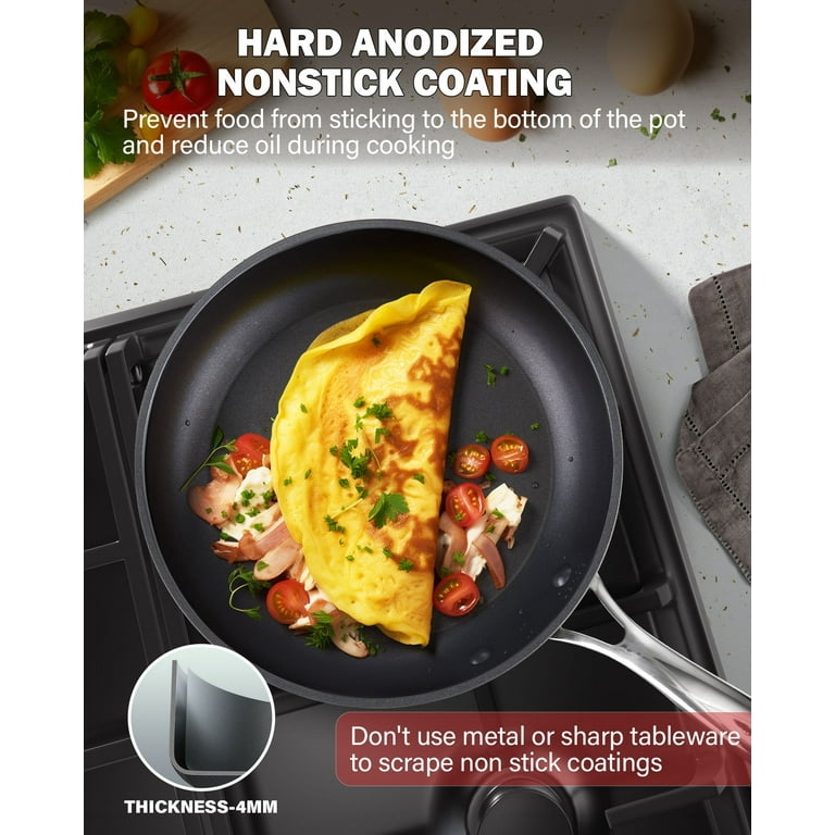 Cooks Standard Frying Omelet Pan, Classic Hard Anodized Nonstick 10.5-Inch  Saute Skillet Egg Pan, Black 