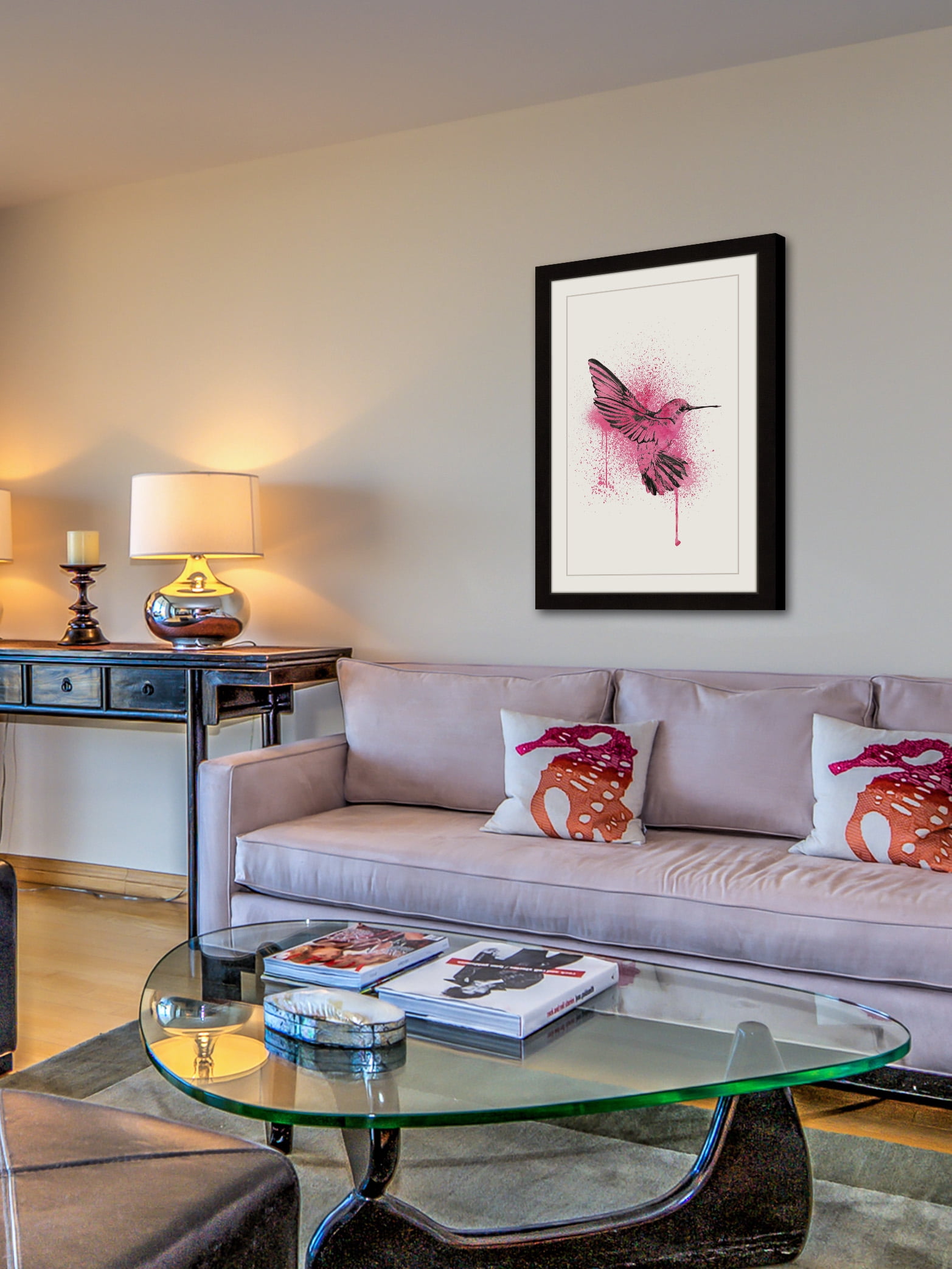 "Hummingbird Pink" Framed Painting Print