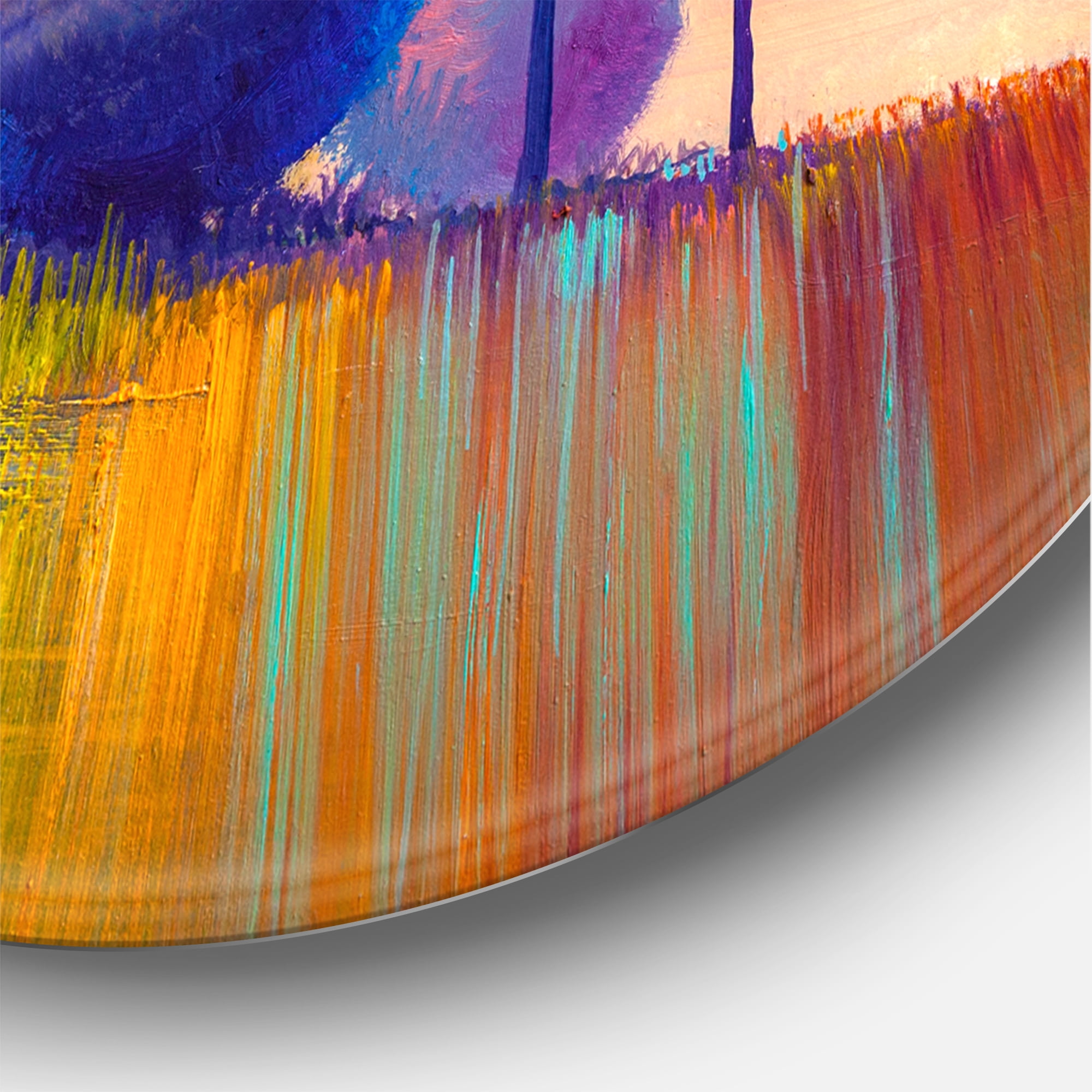 Designart 'Ornamental Colourful Trees VIII' Modern Circle Metal Wall Art 11x11 - Disc of 11