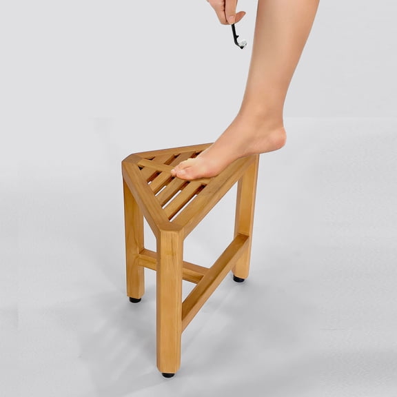 Asta Brio Solid Teak Fully Assembled Shower/Bath/Spa Corner Foot Stool/Side Table, SPATEAK Collection, TB-008
