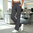 thumbnail image 2 of RUTAYY Women's Flare Pants High Waist Wide Waistband With Pockets Soft Stretch Casual Work Trousers, Dark Gray, 2 of 5