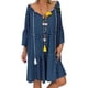 thumbnail image 2 of Vestido de verano de manga larga con cuello en V Vestido de mujer con estampado de tela suelta, azul, S Advancent AP002186-33, 2 of 5