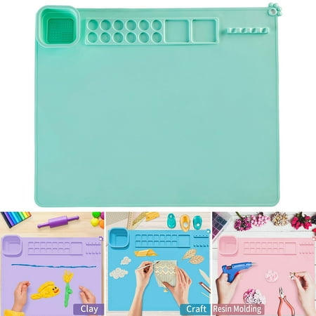 

Non-Stick Painting Mat - Silicone Art Mat with Washing Cup - Kids DIY Graffiti Drawing Clay Board - Brush Holder for Artist