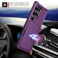 thumbnail image 4 of SaniMore Versatile Case for Samsung Galaxy S24 Ultra, Rugged PC Shell PU Leather Flip Card Pocket Stand Feature Magnetic Car Mount Shockproof Anti-drop Heavy Duty Protective Cover, Purple, 4 of 7