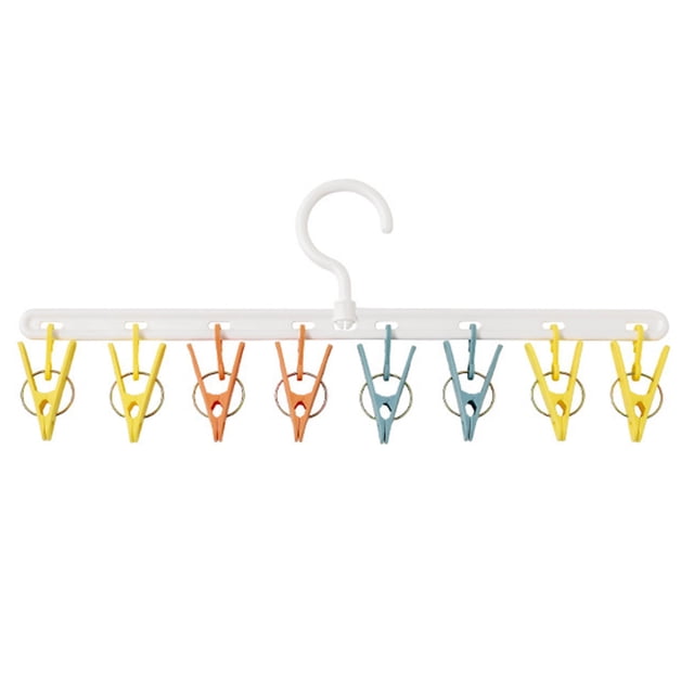Hyasfey Coat Hanger with 8 Clips 360 Degree Rotation Great Load Bearing Underpants Towel Clothes Drying Holder Clip Sock Clip Hanger Wardrobe Cap Organizer