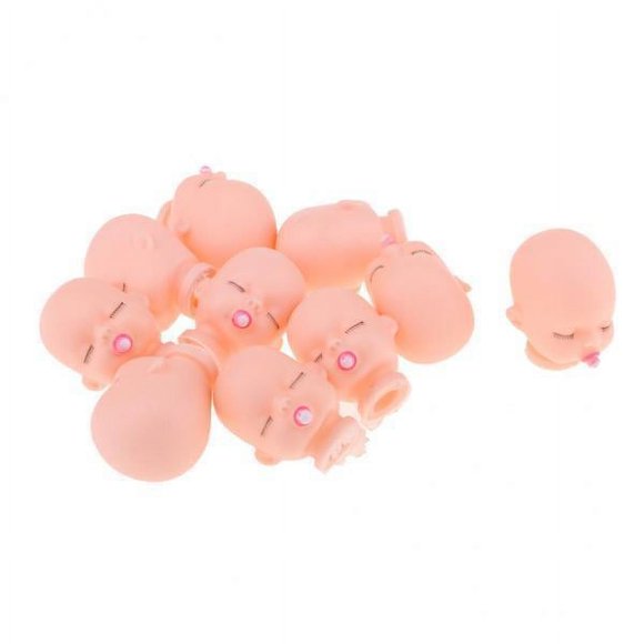 2x 10 Cabeza de Muñeca Bebé Durmiendo de Vinilo con Chupete para Muñeca Licca DIY 2 piezas