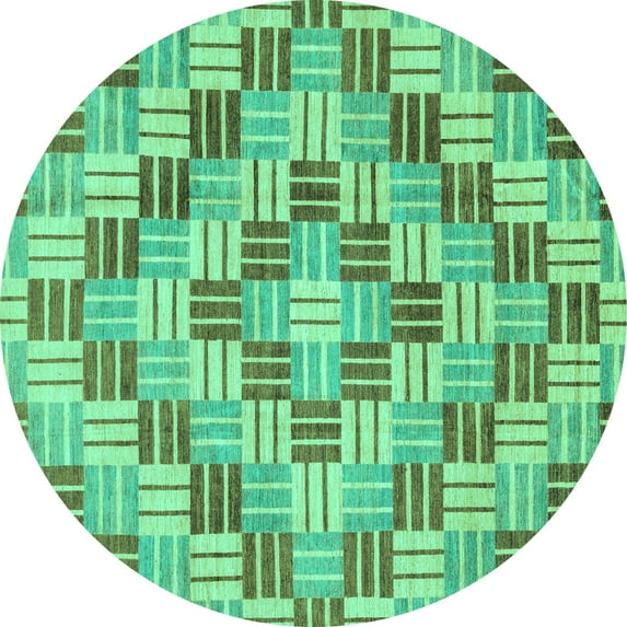 Ahgly Company Indoor Round Abstract Turquoise Blue Modern Area Rugs, 8' Round