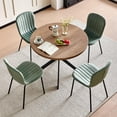 thumbnail image 5 of NORDICANA 37 Inch Round Dining Table Set for 4 with Green Velvet Dining Chairs, Modern Small Circle Kitchen Table Chairs Set for Apartment Living Room Office, Save Space, 5 of 10