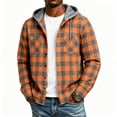 thumbnail image 2 of UDAUDU Men's Flannel Hoodie Shirts Casual Comfortable Button Down Plaid Shirt Jackets for Men Long Sleeve Stylish Hooded with Pocket Saffron 3XL, 2 of 7
