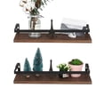 thumbnail image 3 of 2 estantes flotantes montados en la pared de madera rústica para almacenamiento de pared. Leyfeng Estante de almacenamiento, 3 of 7