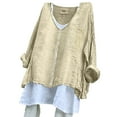 thumbnail image 2 of Oversized Tshirts for Women, Casual Solid Long Sleeve Mock Turtleneck Blouse Tops, Beige XXL, 2 of 4