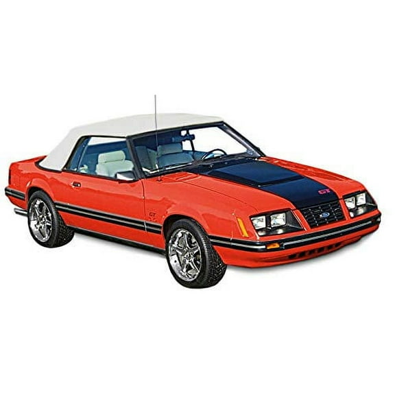 Sierra Auto Tops Convertible Top Replacement for Ford Mustang 1983-1990, Pinpoint Vinyl, Ford White, Plastic Window