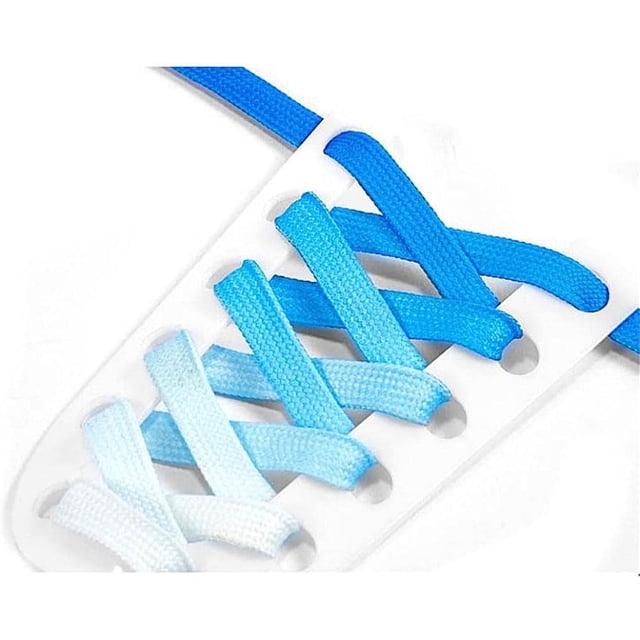 Cordones para zapatos degradados (azul) - Cordones planos y anchos para adolescentes - Decoración informal para zapatos para caminar