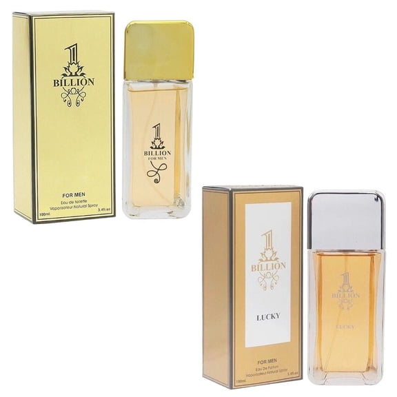 One Billion Collection for Men – Set of 2 Eau de Toilette Sprays (One Billion & One Billion Lucky) – 3.4 FL Oz | 100 ml Each – Long-Lasting, Warm & Masculine Fragrance Gift Set