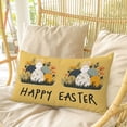 thumbnail image 4 of Easter Eggs Pillow Covers, Linen Long Throw Pillow Case, Rabbit Spring Botanical Wildflowers Bunny Orange Holiday Pillow Protector Decorative Cushion Cover for Living Room/Bedroom 20" x 30", 4 of 8