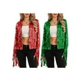 thumbnail image 3 of Hirigin Store Women Disco Cowgirl Jacket Lightweight Casual Sequin Tassels Long Sleeves Cardigan Coat for Outwear Streetwear, 3 of 8
