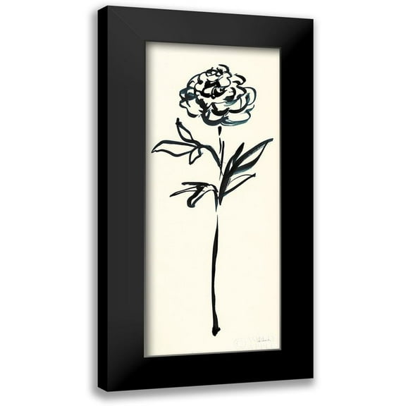 Schlabach, Sue 8x14 Black Modern Framed Museum Art Print Titled - Floral Line II on Cream