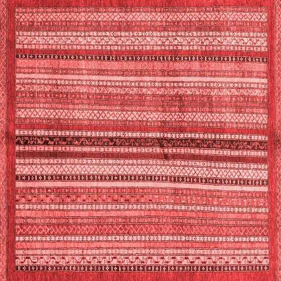 Ahgly Company Machine Washable Indoor Square Abstract Red Modern Area Rugs, 8' Square