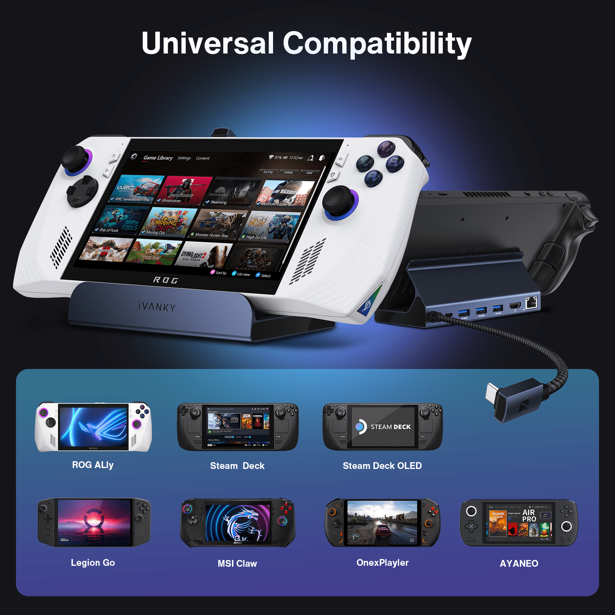 新品　iVANKY ROG Ally/Legion Go/Steam Deck Amazon.com: iVANKY Legion Go/ROG Ally/Steam Deck Dock with