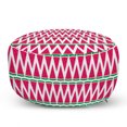 thumbnail image 1 of Watermelon Pouf Cover with Zipper, Watermelon Slices in Lineal Rows Summer Fruit Triangles Illustration, Soft Decorative Fabric Unstuffed Case, 30" W X 17.3" L, Magenta and Green, by Ambesonne, 1 of 5
