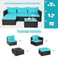 thumbnail image 5 of Aimee Lii 5 Pieces Patio Rattan Sectional Furniture Set with Cushions and Coffee Table, Outdoor Deck Furniture, Turquoise, 5 of 8