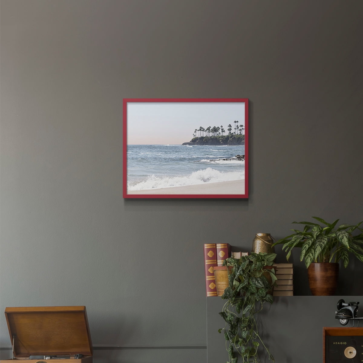 Distant Palms by Natalie Carpentieri - Restickable Framed Giclée Print