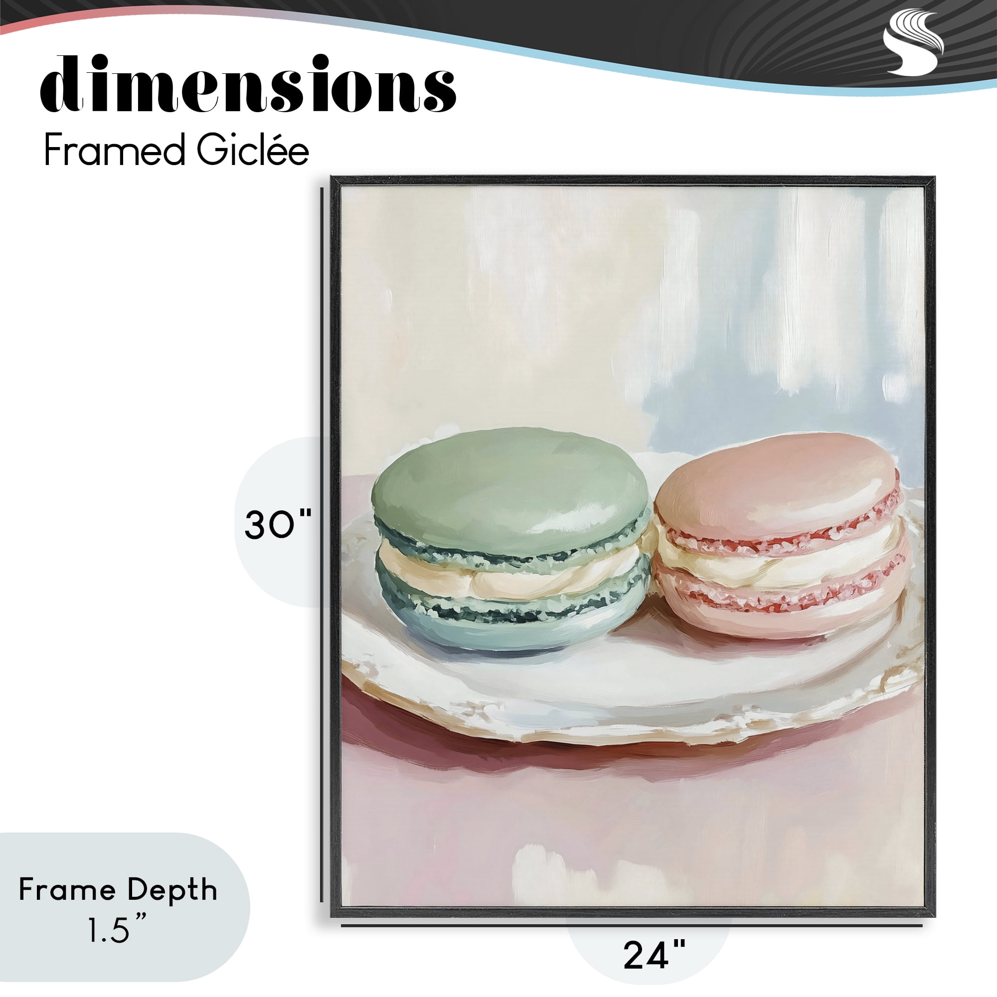 Stupell Industries Pastel Macarons on Plate Black Framed Giclee Art, design by The Prints Vibe