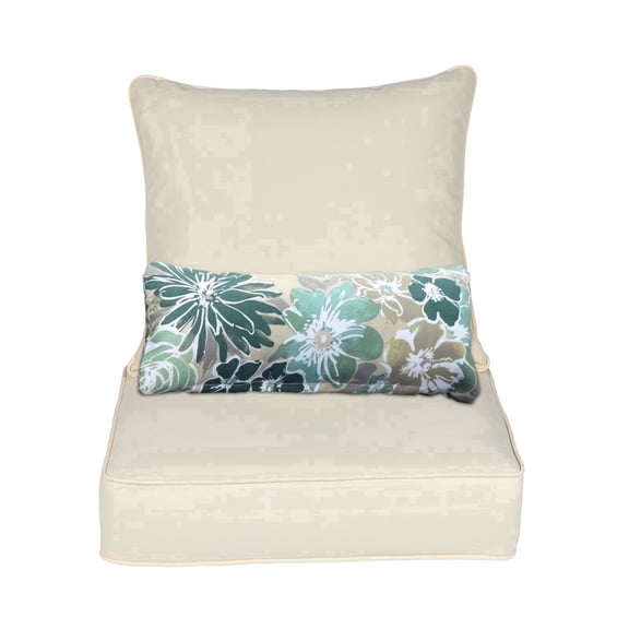 Aoodor 22" x 24" Patio Chair Cushions Set, Memory Foam Outdoor Deep Seat Cushions (1 Seat, 1 Back, 1 Lumbar Pillow) - Cream Yellow