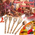 thumbnail image 1 of SMihono Kitchen Organizers and Storage Utensil Burned Wooden Spoons Set Slotted Spoon 5PC Tableware Gift Kitchen Gadgets Must Have 2023, 1 of 4