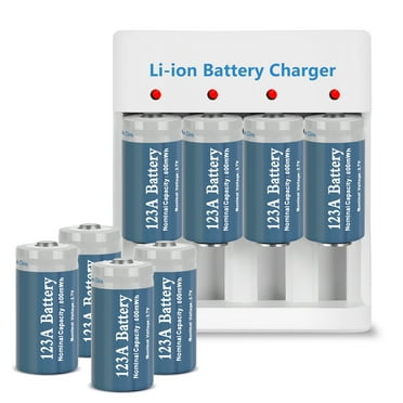 8 Pack CR123a 3V Lithium Battery And Battery Charger Set - Rechargeable 123a Lithium Batteries