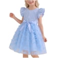 thumbnail image 3 of Loopsun 3-10 Years Girls Solid Short Sleeve Princess Dress Light Blue, 6-7 Years, 3 of 5