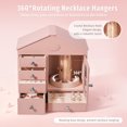 thumbnail image 7 of Casegrace Childlike Hut-style Jewelry Box, 5-Tier Drawers Huge Jewelry Storage, 360° Spin Necklace Hanger, Secret Roof Compartment, Multi-functional Jewelry Organizer, 7 of 7