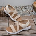 thumbnail image 4 of Beach Sandals for Women Comfy Casual Arch Support Elastic Strap Walking Shoes Lightweight Summer Flat Athletic Shoes Beige Size 9.5, 4 of 6