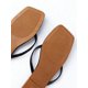 thumbnail image 4 of 1pair Women's Black Square Toe Flat Slipper, Summer/Beach Style, Trendy Flat Sandals With Toe Ring, 4 of 5
