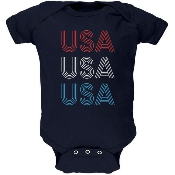 4th of July Vintage 70's Paralines USA Soft Baby One Piece Navy 9-12 M