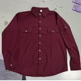 thumbnail image 4 of Lmnyox Men's Shirt Jacket Vintage Fashion Solid Long Sleeve Button Down Shirt with Pocket Classic Casual Jacket, 4 of 6