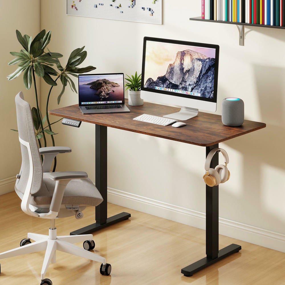 Resenkos 48x24 Inch Electric Standing Desk with 3 Memory Height Settings - Rustic Brown