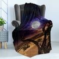 thumbnail image 4 of Moon Soft Flannel Fleece Throw Blanket, Desert Night Full Moon with Nebula and Rainbow in Starry Sky Art, Cozy Plush for Indoor and Outdoor Use, 50" x 60", Caramel Purple, by Ambesonne, 4 of 5